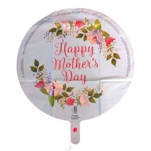 NEW Happy Mother's Day Mylar Balloon White Floral Unique Self Sealing Foil